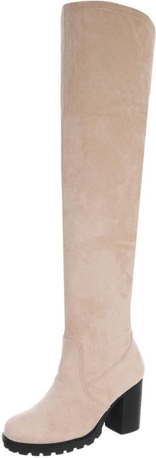Italy Design Overknee laarzen blokhak en profielzool dames