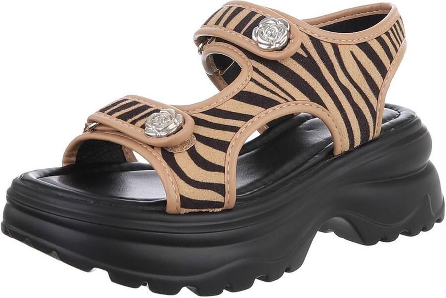 Italy Design Sandaal Plateauzool en klittenband Dames