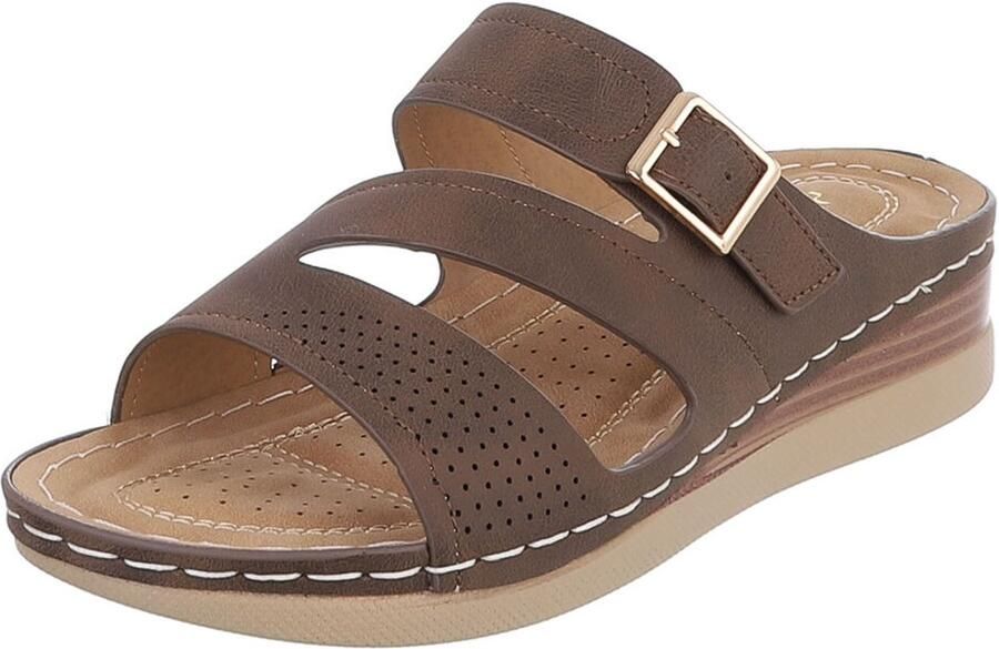 Italy Design Sandalen met gesp en sleehak dames