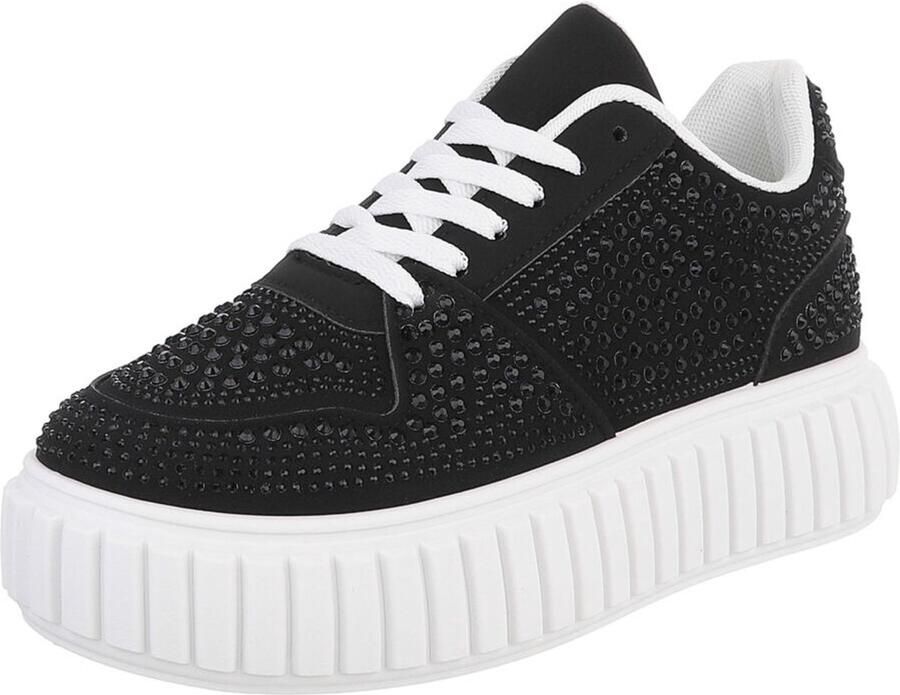 Italy Design Sneakers Plateauzool met glinsterdetails Dames