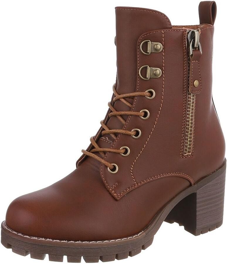 Italy Design Veterboots met hak en rits dames