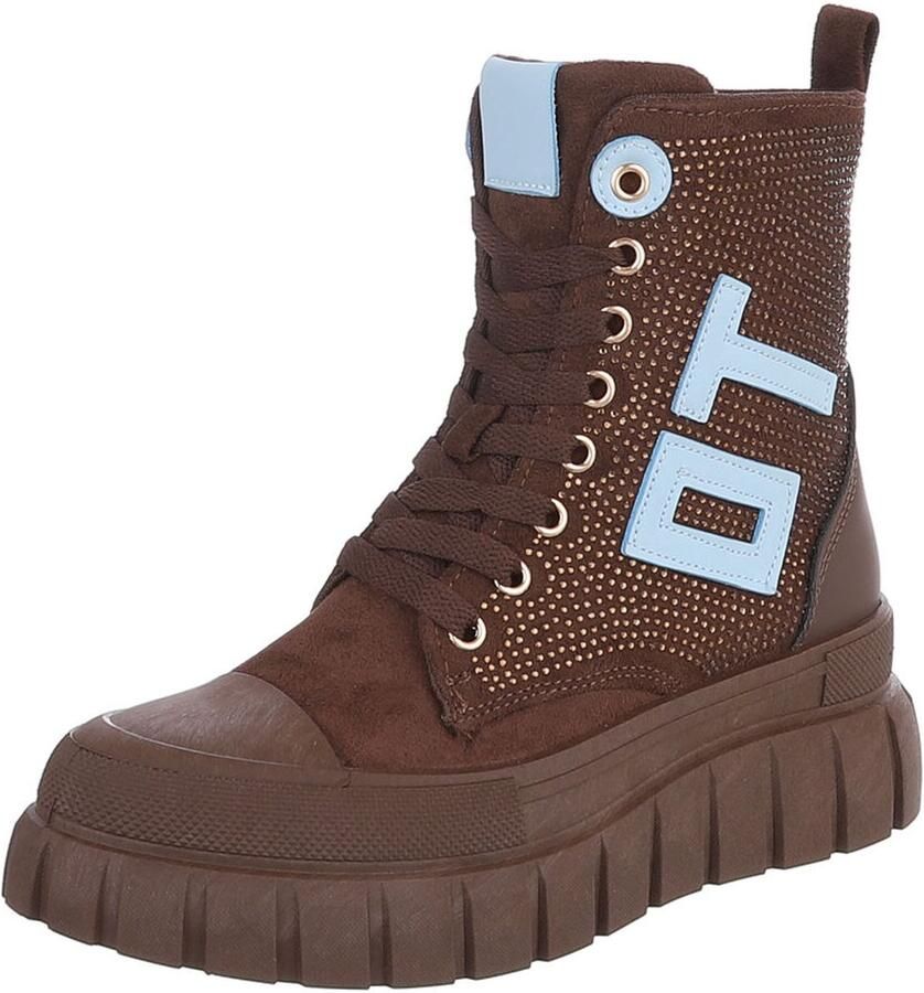 Italy Design Veterboots met profielzool dames casual