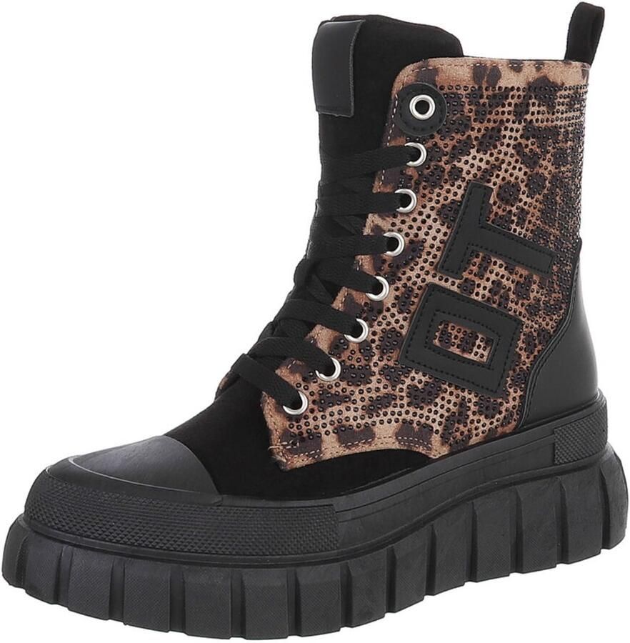 Italy Design Veterboots met profielzool dames casual