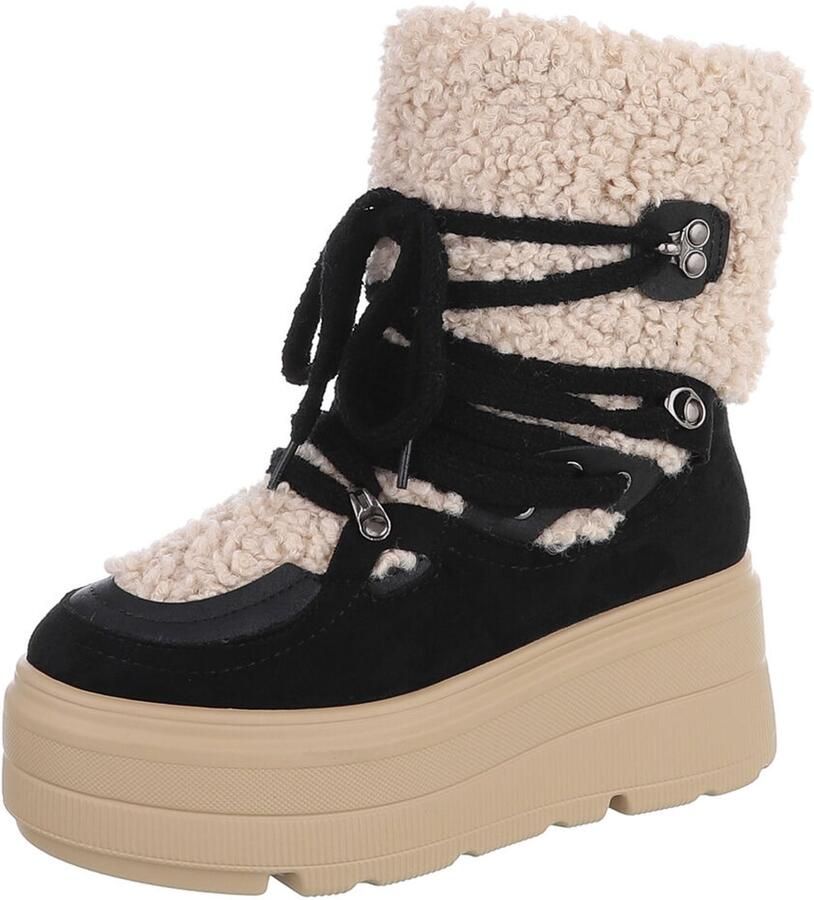 Italy Design Veterboots platformzool en hoge schacht dames