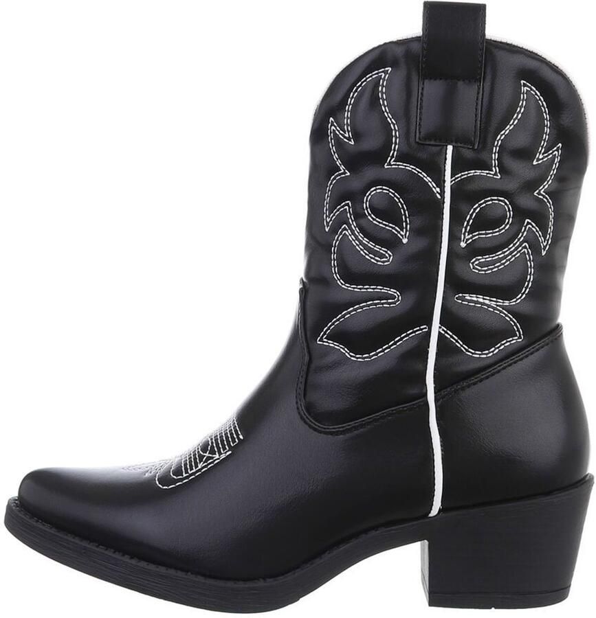 Italy Design Western laars blokhak en borduursel dames