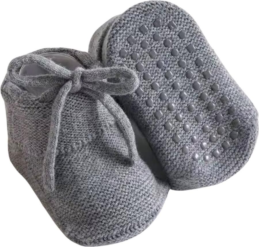 Ivy and Soof Gebreide Babyslofjes Antislip Grijs