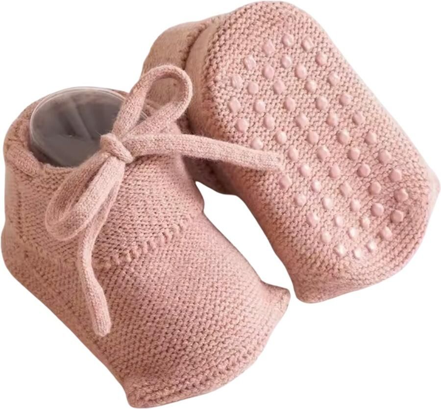 Ivy and Soof Gebreide Babyslofjes Antislip Oud Roze