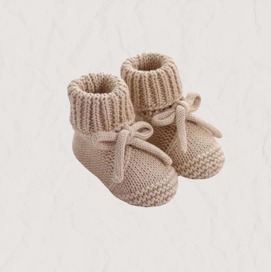 Ivy and Soof Gebreide Babyslofjes Baby Sokken Gebreid Beige Prematuur