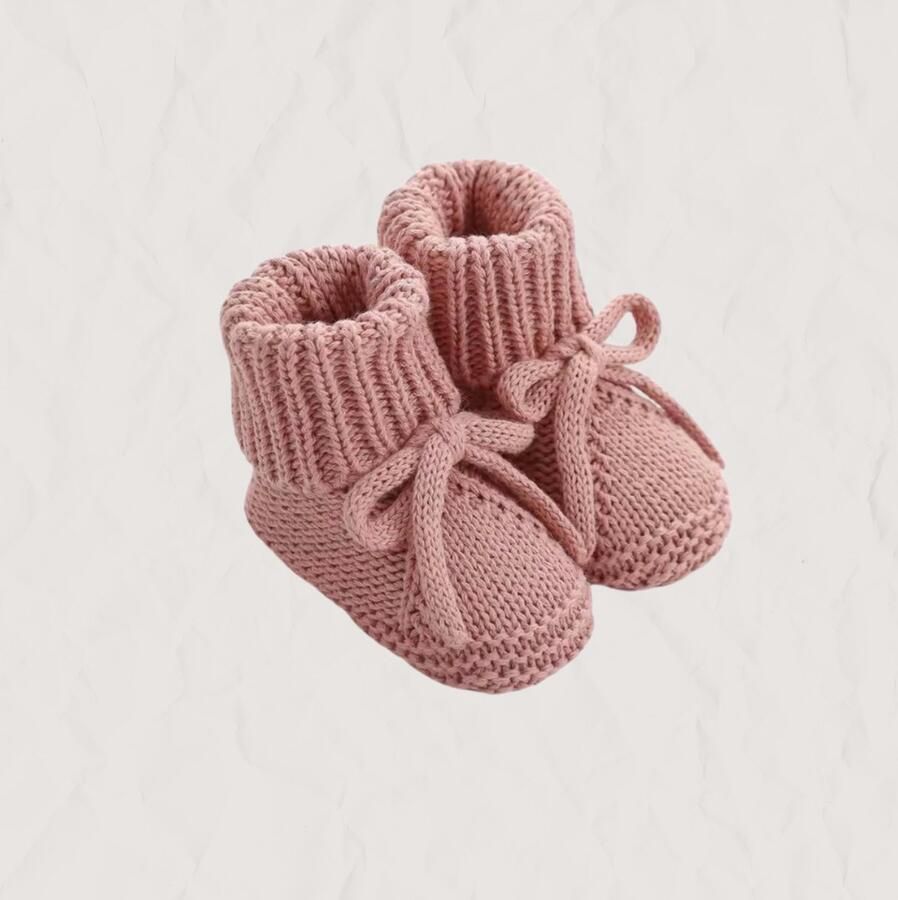 Ivy and Soof Gebreide Babyslofjes Baby Sokken Gebreid Oud Roze Prematuur