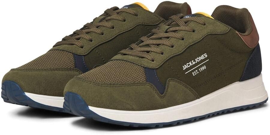 JACK & JONES Sneakers laag 'JFWBEECH' donkerblauw lichtgrijs olijfgroen lichtoranje