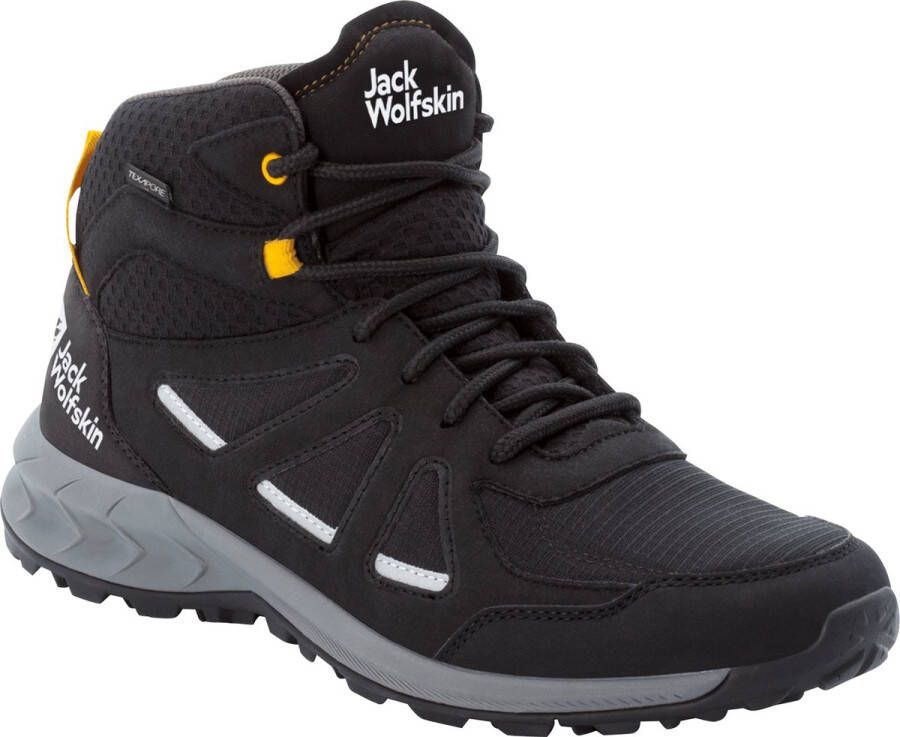 Jack Wolfskin Woodland 2 Texapore Mid M Zwart 44 Multifunctionele wandelschoen Licht en comfortabel Zeer zachte en lichte wandelzool Zeer goede demping Profiel met goede grip Heren · 44 · Rubber · Waterdicht · Antislip · Zwart