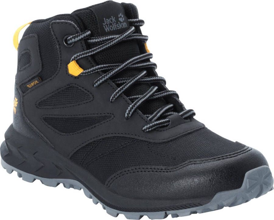 Jack Wolfskin Woodland Texapore Mid Kids Waterdichte wandelschoenen Kinderen 38 zwart black burly yellow XT