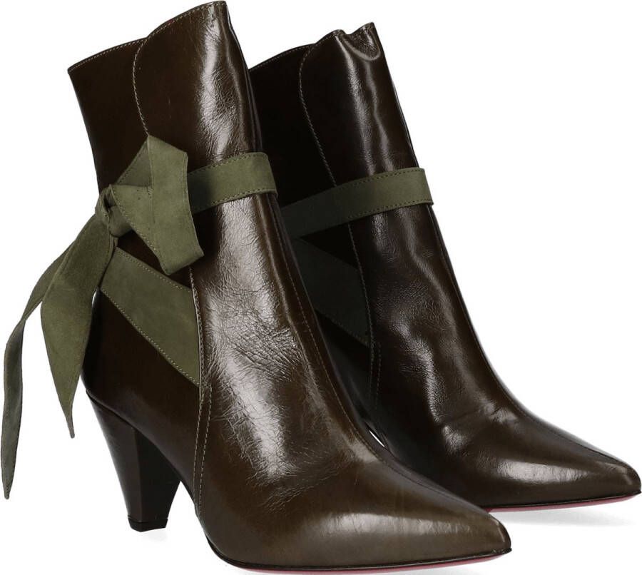 Jan Jansen Amelie Dames Enkellaarsjes Olive Groen Leer JJLIS20020.21 - Foto 2