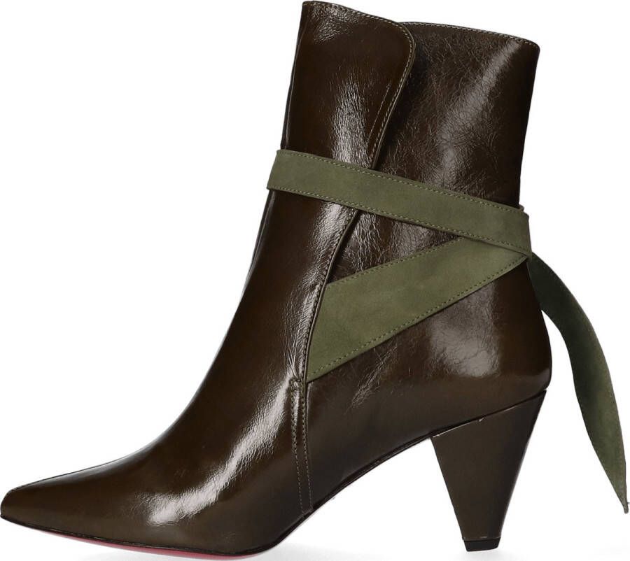 Jan Jansen Amelie Dames Enkellaarsjes Olive Groen Leer JJLIS20020.21 - Foto 3