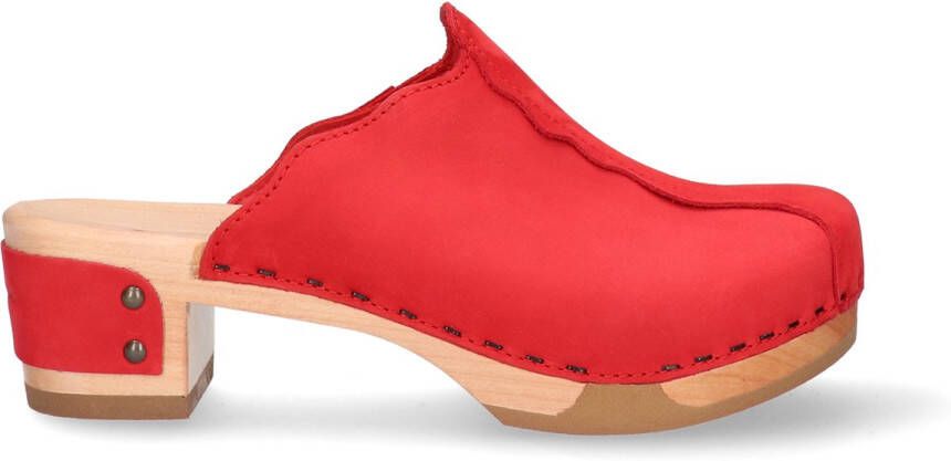 Jan Jansen Wannabe Wood Dames Clogs Red