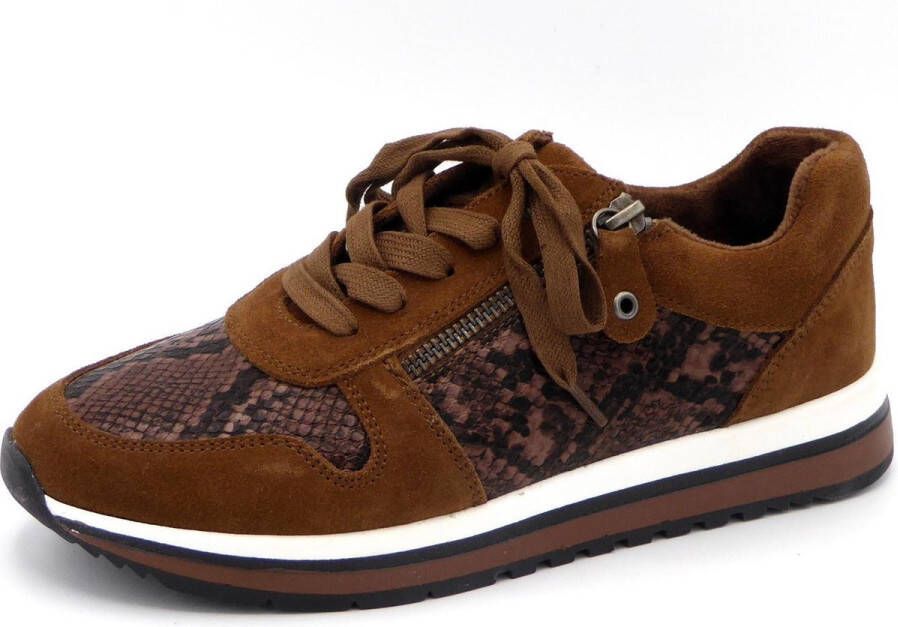 Jana Dames Sneaker 23733 328 Bruin Combi Wijdte H - Schoenen.nl