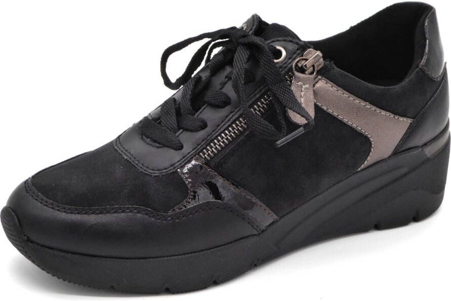 Jana Dames Sneaker 23763-001 Zwart Combi Wijdte H