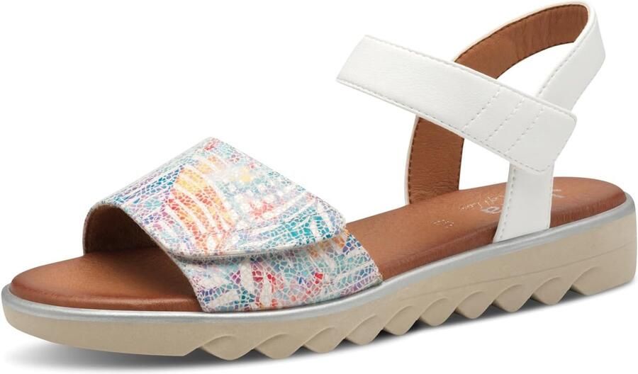 Jana Dames Sandalen H-Wijdte Vegan Bloemenprint Wit