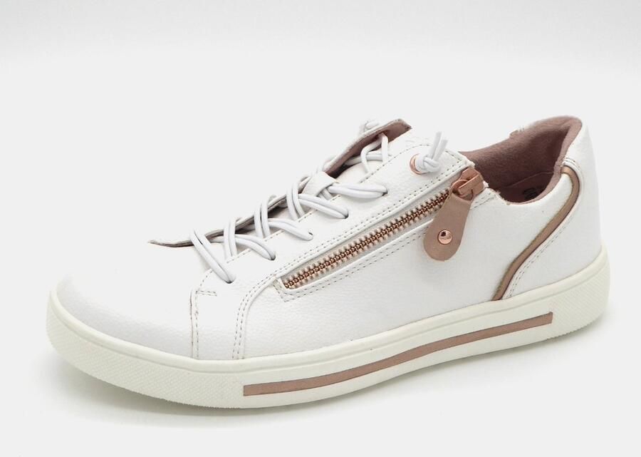 Jana Dames Sneaker 23660-152 Wit Rosegoud Wijdte H