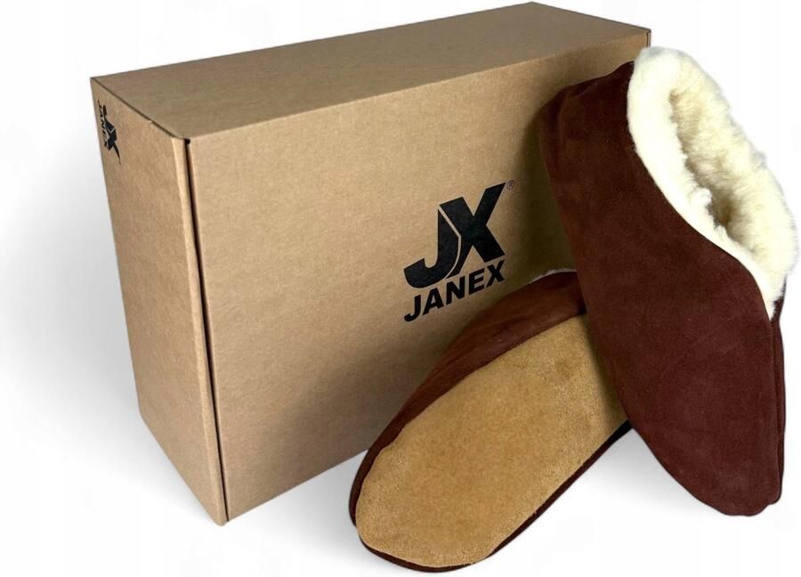 Janex Dames Pantoffels Velora Zacht Suède & Wol Bruin
