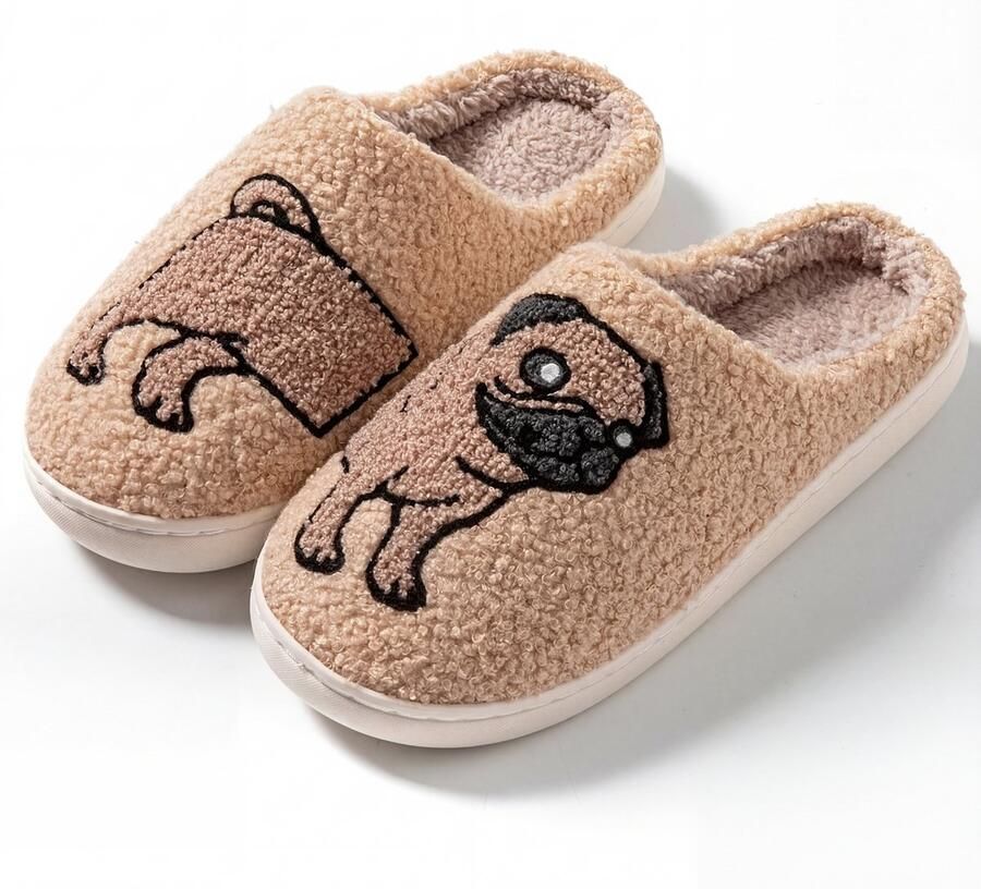 JAXY Smiley Pantoffels & Warme Pantoffels Sloffen Instappers Pug