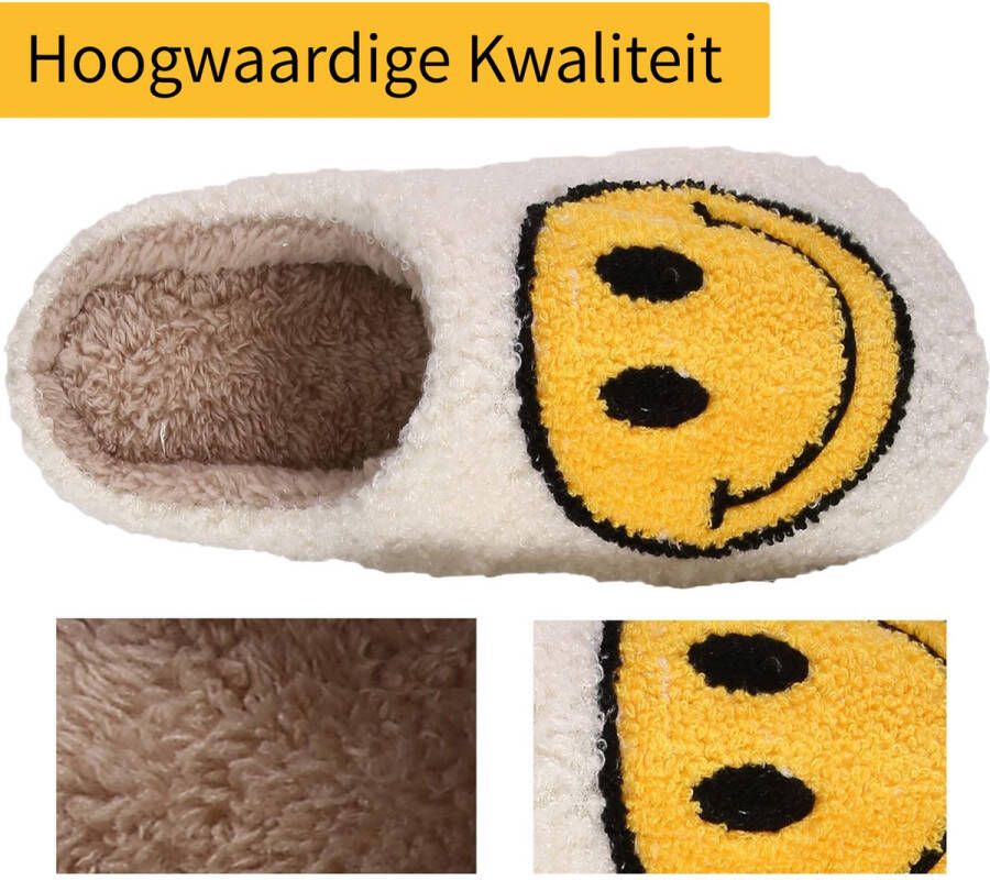 JAXY Smiley Slippers Smiley Pantoffels Smiley Sloffen Pantoffels en Sloffen en Wit - Foto 4