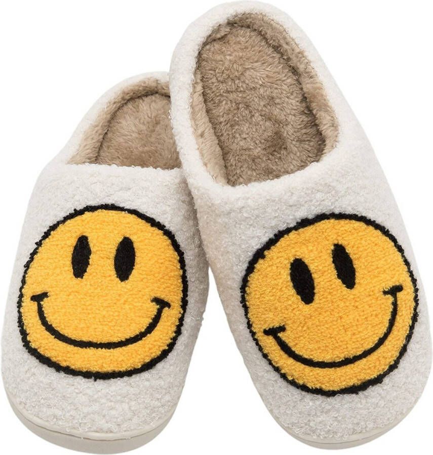 JAXY Smiley Slippers Smiley Pantoffels Smiley Sloffen Pantoffels en Sloffen en Wit - Foto 2
