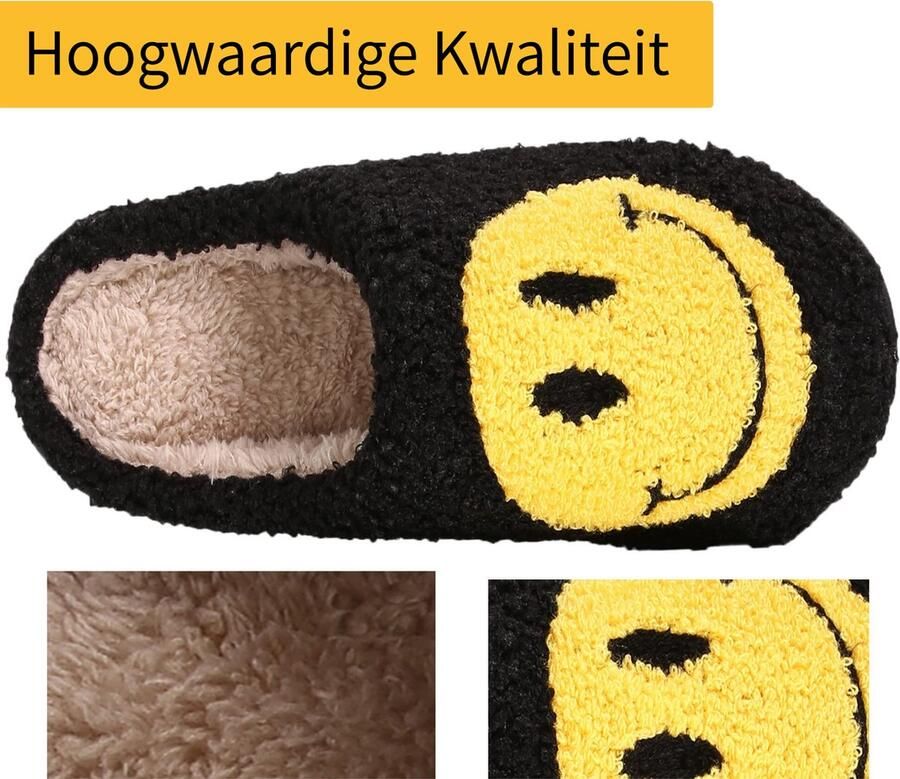 JAXY Smiley Slippers Smiley Pantoffels Smiley Sloffen Pantoffels en Sloffen en Zwart - Foto 4