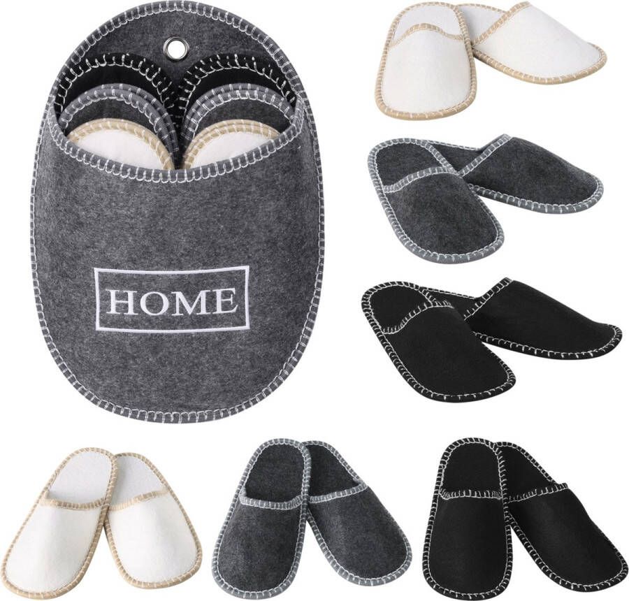 JEMIDI 6 gasten pantoffels antislip Universele paar huissloffen Comfortabel Ophangbaar Slippers voor binnen Grijs