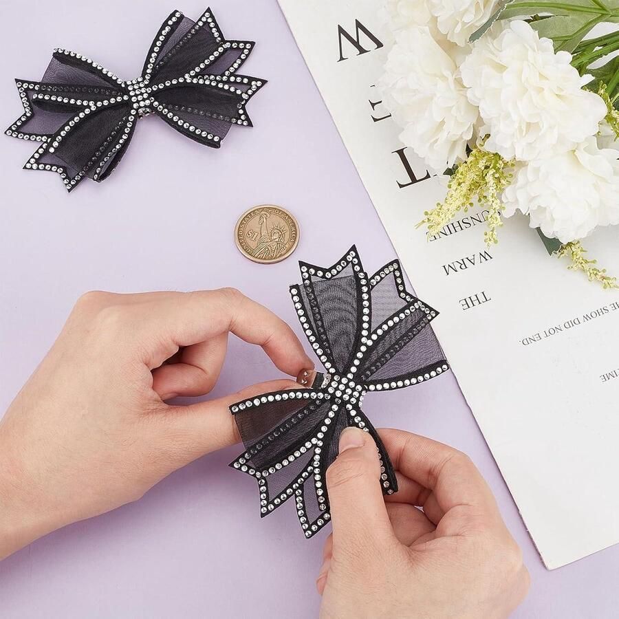 Jhubers goods Bruiloft Boog Schoen Gespen met Strass & Strik Schoen Charms Voor Vrouwen Party Hakken Flats Craft Accessoires