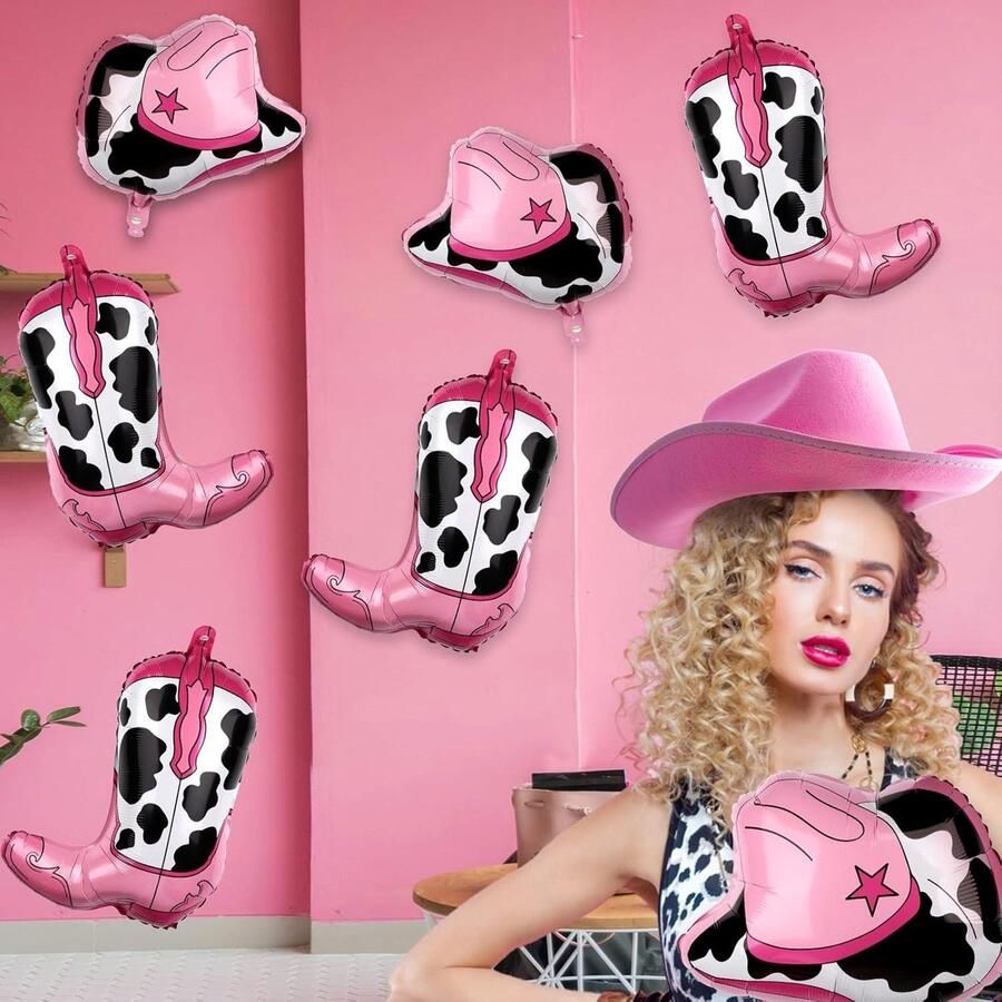 Jhubers goods Feestballonnen Westernthema Cowboyballonnen Westerndecoratie Westernfeest Geschikt voor feestdecoratie Western cowboy 8 Stuks voor Western cowboyfeestdecoraties met cowboyhoeden en cowboylaarzen
