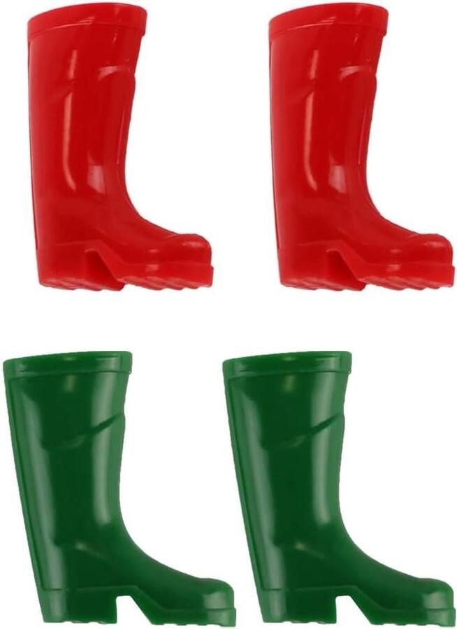 Jhubers goods Poppenhuis regenlaarzen in effen kleur voor DIY decoratie op 1:12 schaal- Miniatuur plastic regenschoenen voor poppenhuis decoratie (rood groen) met mini regenlaarzen