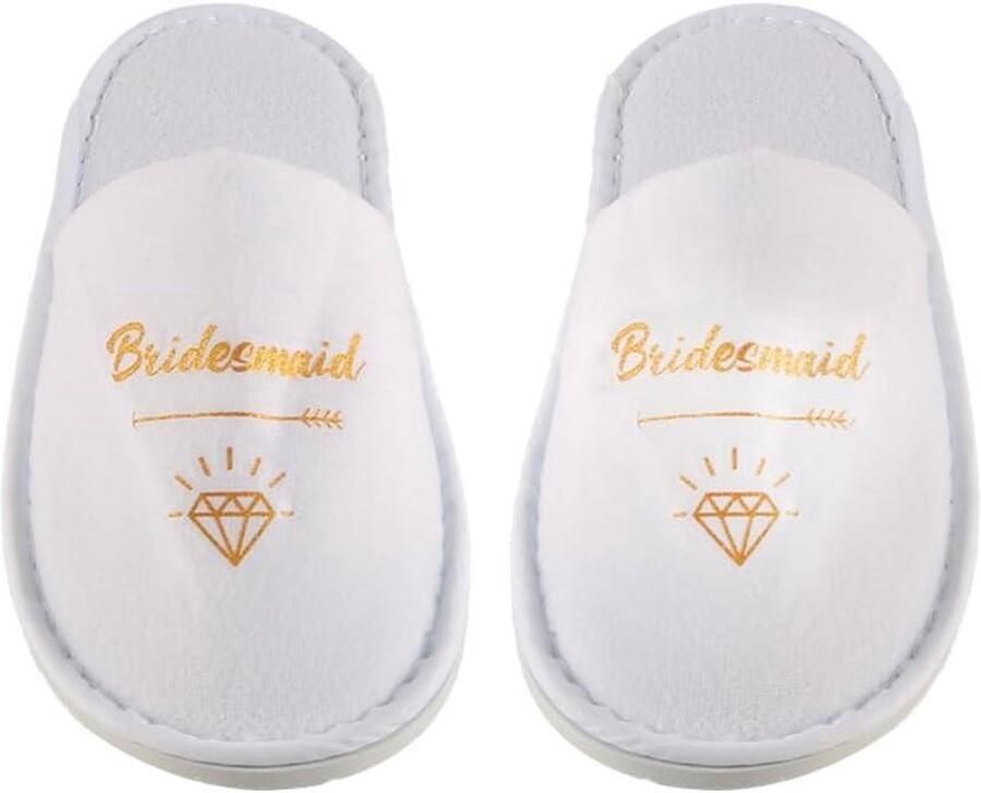 Jhubers goods Set van 3 witte bruids spa slippers met comfortabele 7mm zolen x . Luxe en zachte bruidssloffen voor bruiloften of spa dagen