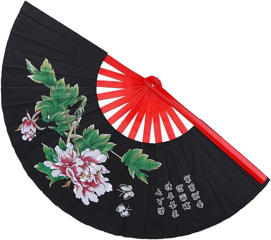 All4You Vechtsporten Bamboe Zijde Fan Tai Chi Wushu Dans Rechterhand Oefentraining Geschikt voor Tai Chi-onderwijs Soepel Om Toe Te Passen Roodberg Kung Fu