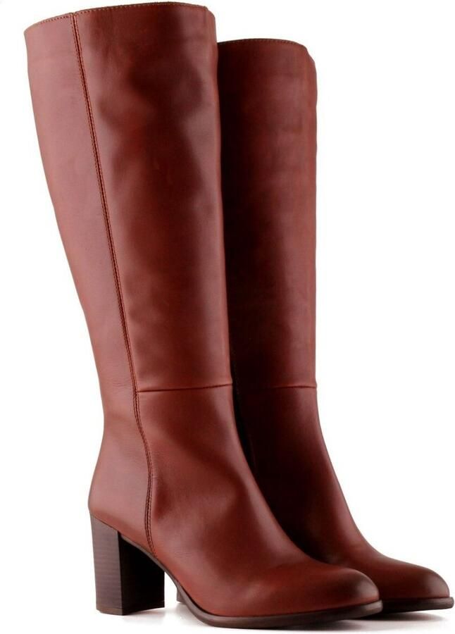 Jilsen Dames Laarzen Brede Schacht en Laarzen Brede Kuiten Nikita in Chestnut Kuitomtrek