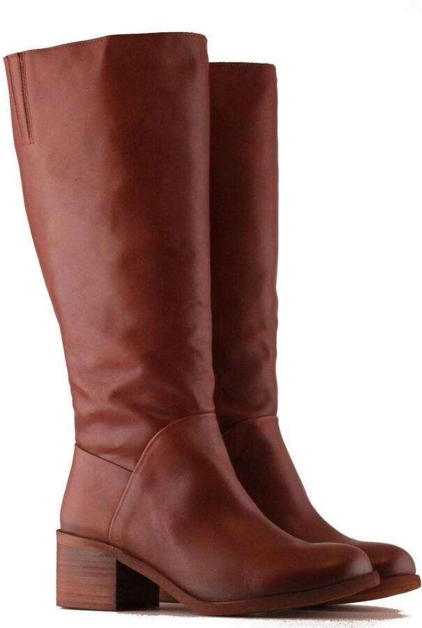 Jilsen Dames Laarzen Brede Schacht en Laarzen Brede Kuiten Tiffany in Chestnut Kuitomtrek