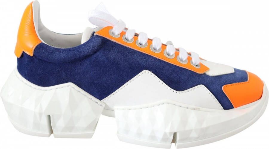 Jimmy Choo Diamond Blue Orange Leather Sneaker