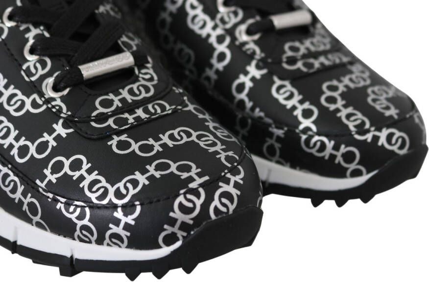 Jimmy Choo Monza Black Silver Leather Sneakers