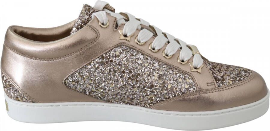 Jimmy Choo Metallic Leren Sneakers In Balletroze