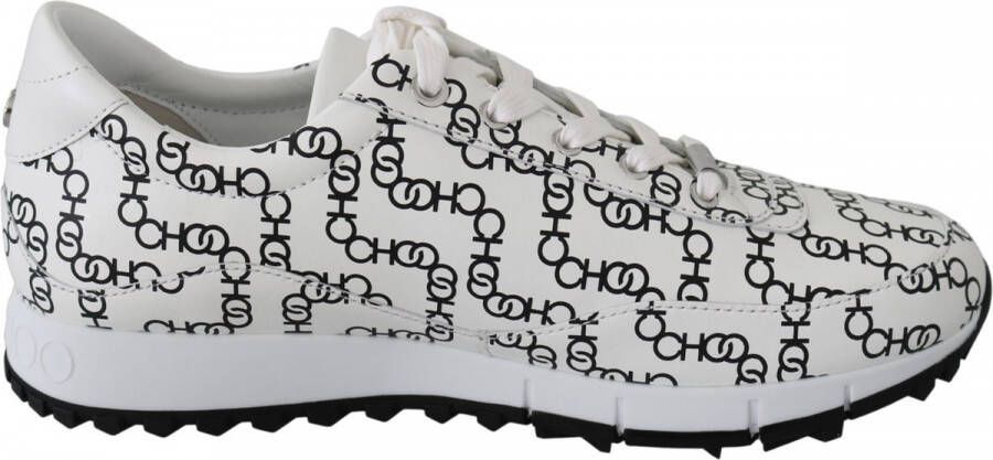 Jimmy Choo Witte en zwarte lederen Monza sneakers