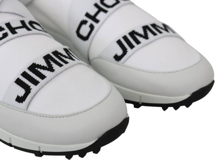 Jimmy Choo Wit Zwart Nappa Gebreide Sneakers