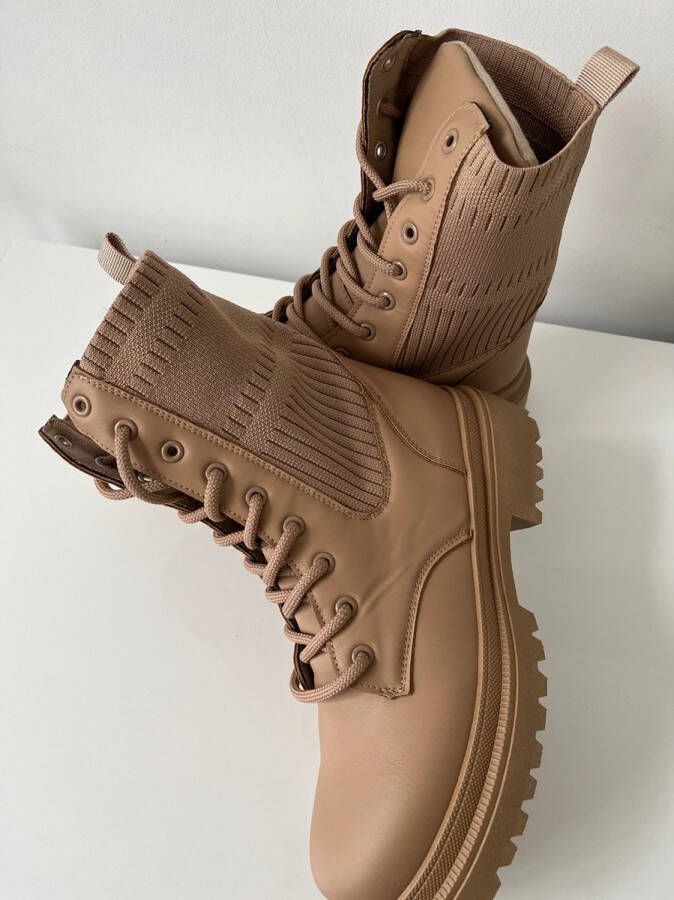 J.M diamant Boots taupe- dames boots- dames laarzen- veters- winterlaarzen- winterlaars- schoenen- taupe winter sneeuw laarzen