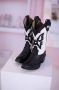 JMS Fashion Cow laarsje kind kids zwart wit echt leer boots western unisex laars schoen Wij adviseren +- 1 maat kleiner te bestellen - Thumbnail 1