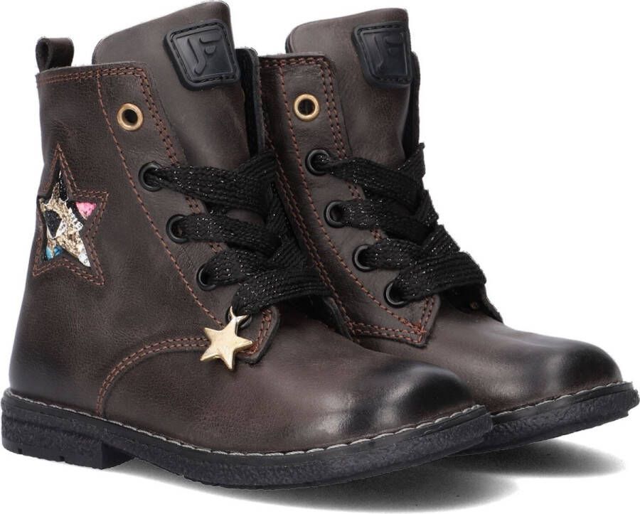 Jochie & Freaks Jf-21170 Veterboots Laarzen Met Veters Meisjes Zwart