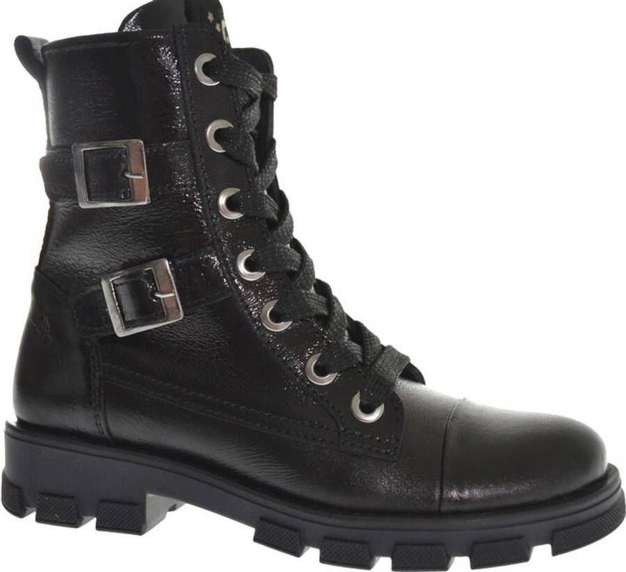 Jochie & Freaks Jochie Bindy xs 23786 208 BlackPatent Meisjes Veterboot Zwart