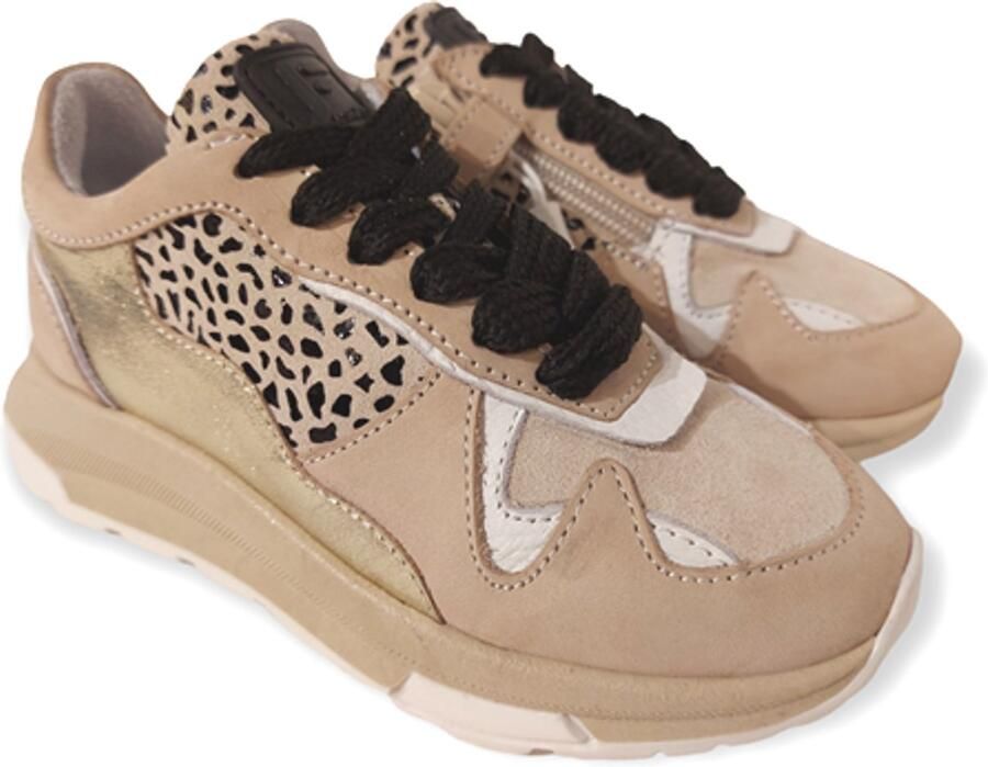 Jochie & Freaks Lole Lage sneakers Leren Sneaker Meisjes Kids Beige - Foto 3