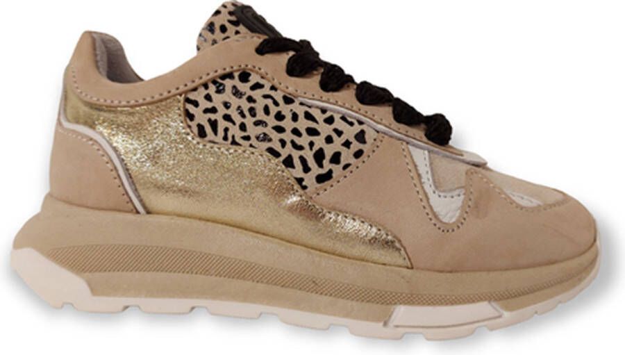 Jochie & Freaks Lole Lage sneakers Leren Sneaker Meisjes Kids Beige - Foto 2