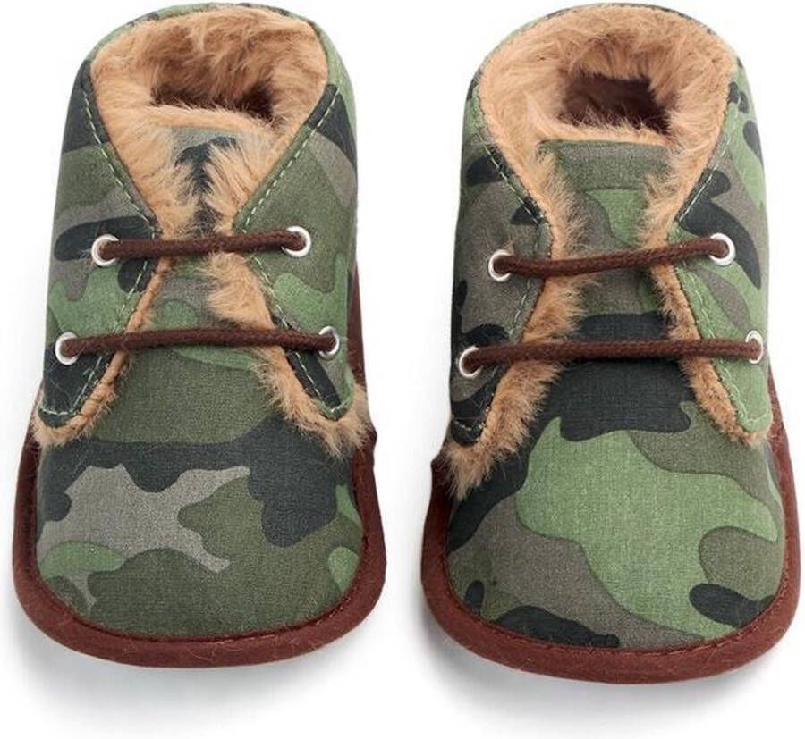 Jodeledokie Legergroene gewatteerde schoenen Suède Zachte zool 0 tot 6 maanden - Foto 3