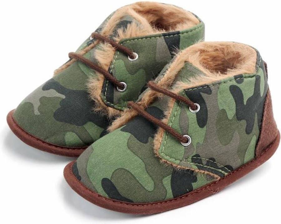 Jodeledokie Legergroene gewatteerde schoenen Suède Zachte zool 0 tot 6 maanden - Foto 4