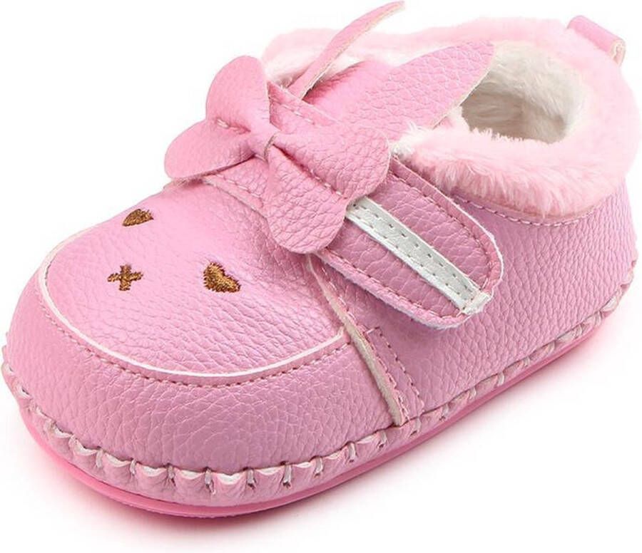 Jodeledokie Roze schoentjes met strikje Kunstleer Harde zool 12 tot 18 maanden